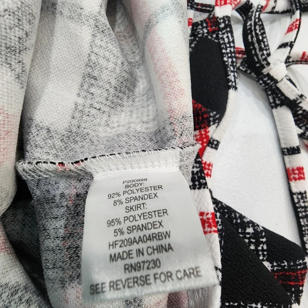 Women Almost Famous Black/Red Plaid Tie Shoulder BodyCon Fit Mini Dress Size L